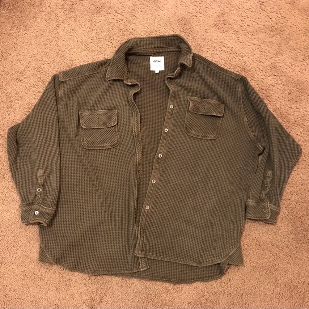 Lumberjane button up dark olive- M